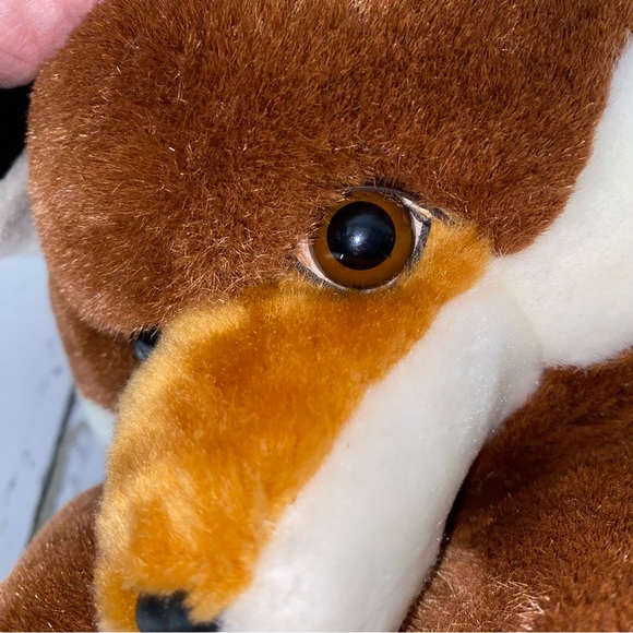 Vintage 24K Polar Puff SHY FOX Plush Toy Stuffed Animal RARE ‘89 Glass Eyes - Picture 8 of 13